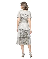 Sl Fashions Women's Lurex Short-Sleeve Dress