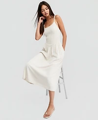 And Now This Petite Beaded Strap Smocked Midi Dress, Macy's Exclusive