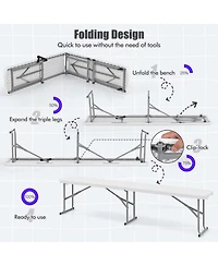 Yiortwo Plastic Folding Bench with Handle, Portable Picnic Camping Seat