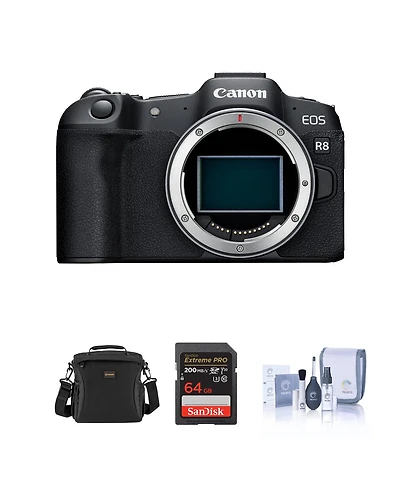 Canon Eos R8 Mirrorless Camera Bundle with 64GB Sd Card, Shoulder Bag, Cleaning Kit