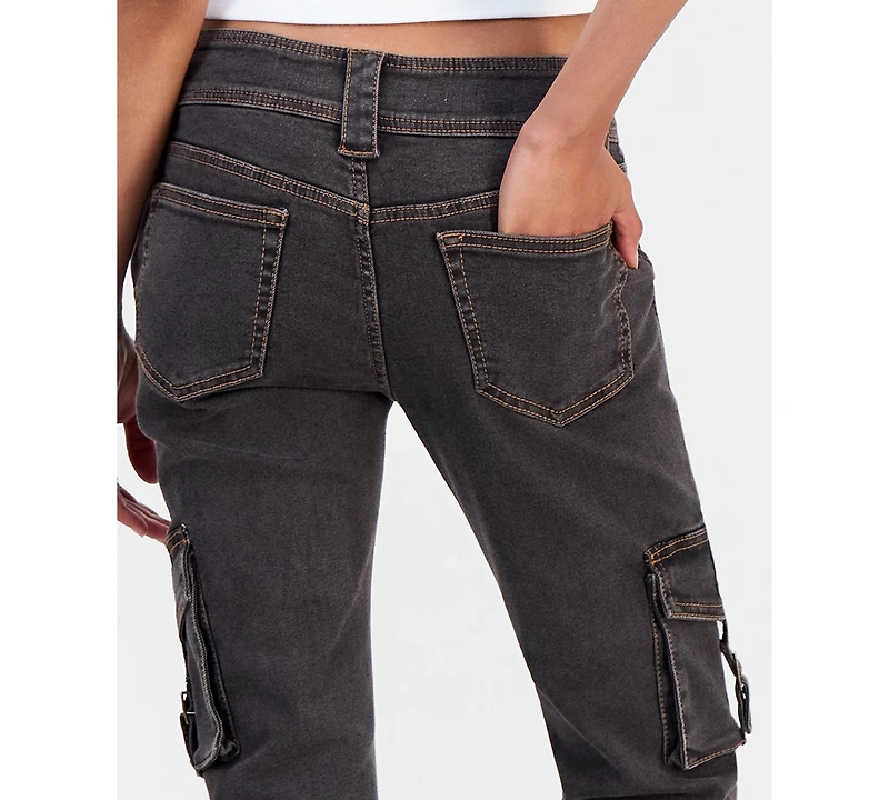 Dollhouse Juniors' Low-Rise Cargo Jeans
