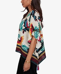 Ruby Rd. Petite Paradise Birds Printed Crepe Blouse
