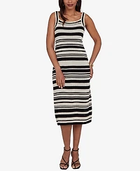 Ruby Rd. Petite Striped Mesh Sleeveless Sweater Dress