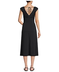 Lands' End Women's Cotton Modal Off the Shoulder Wrap Midi Dress