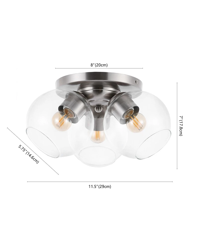 Iris Farmhouse Rustic Iron/Glass Led Semi Flush Mount