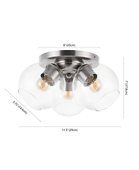Iris Farmhouse Rustic Iron/Glass Led Semi Flush Mount