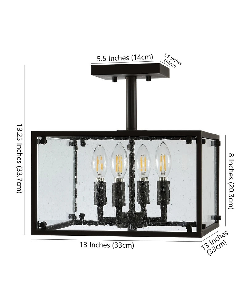 Jonathan Y Paysan Iron/Seeded Glass Rustic Farmhouse Led Flush Mount