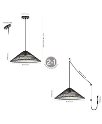 Nova Farmhouse Coastal Rattan Led Pendant Ceiling Light