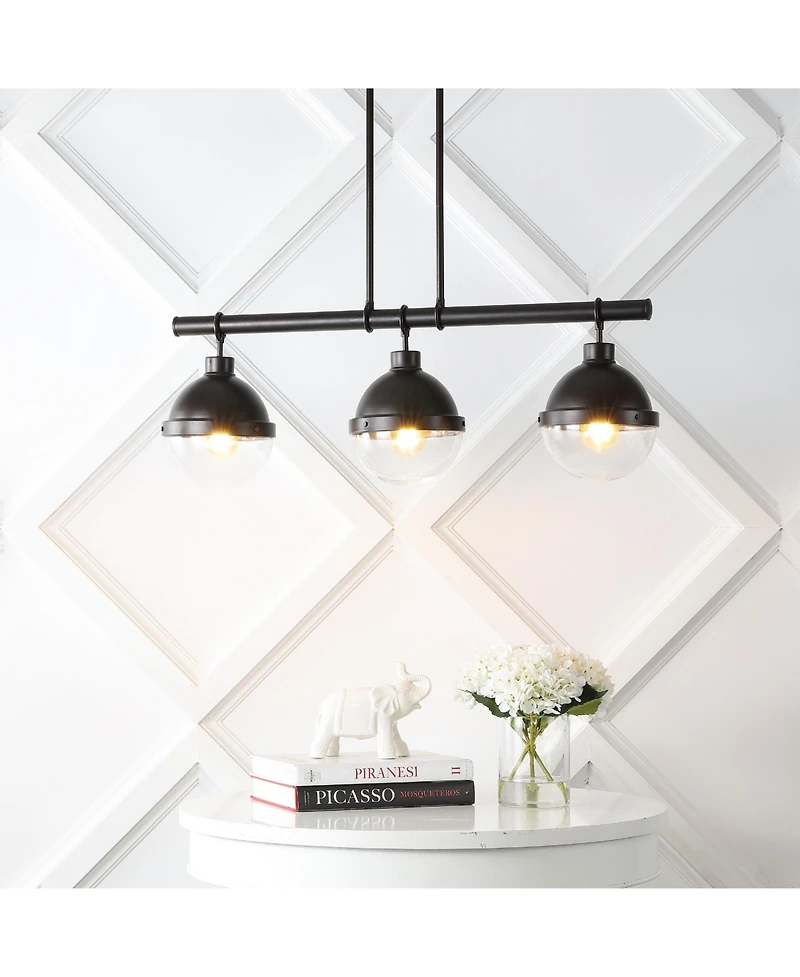 Caleb Industrial Farmhouse Iron/Glass Linear Led Pendant