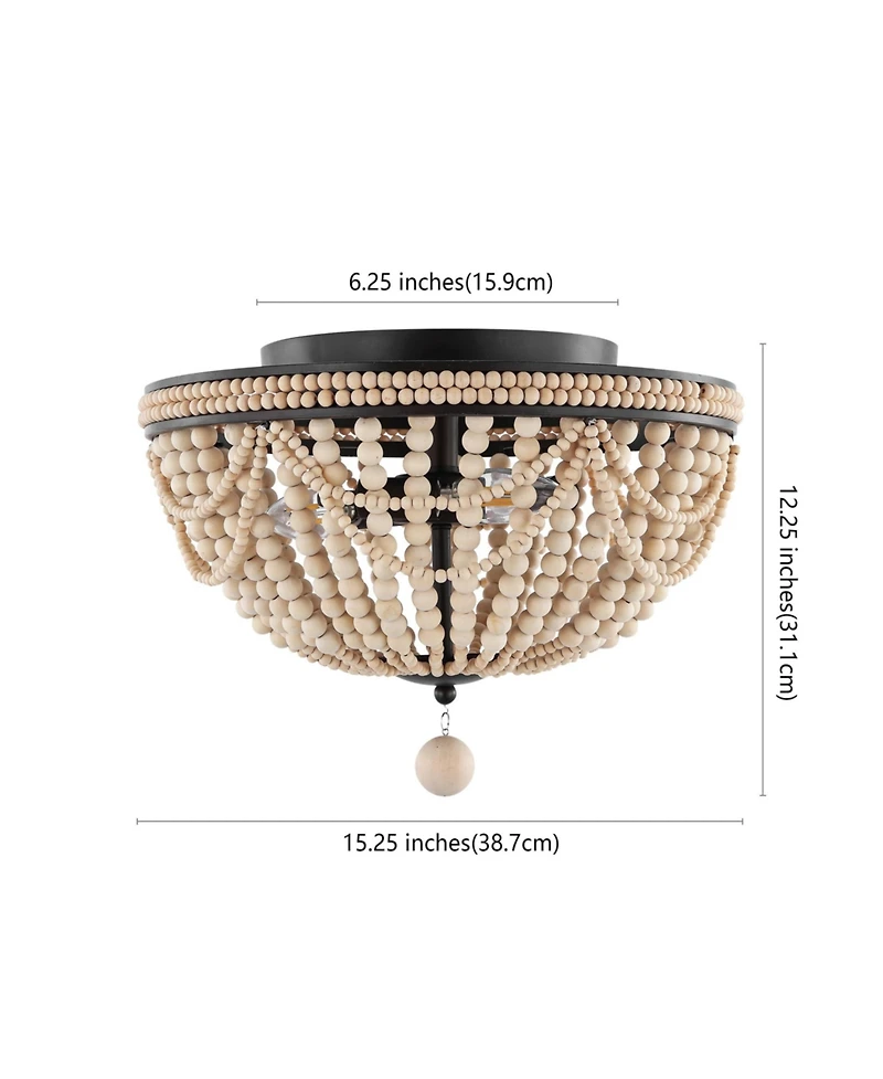 Dune Wood Bead Bohemian Farmhouse Iron Led Semi Flush Mount