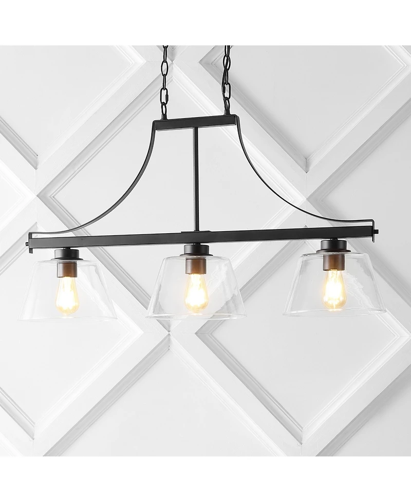 Jayden Industrial Farmhouse Iron/Glass Linear Led Pendant