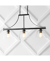 Jayden Industrial Farmhouse Iron/Glass Linear Led Pendant