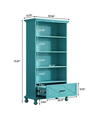 Tribesigns 6 Shelf Bookcase with Drawer, 71 Inches Tall Floor Standing Bookshelf with Solid Wood Legs, 6 Tier Large Open Display Storage Book Shelf
