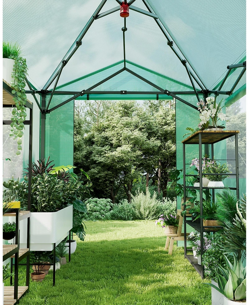 GarveeLife 6x8 Ft Pop-Up Greenhouse With Durable Pe Cover, Large Grow Tent, Features Zippered Doors And Mesh Windows For Indoor/Outdoor Plants