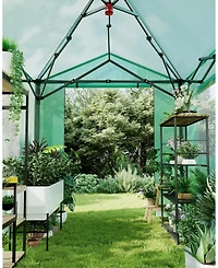 GarveeLife 6x8 Ft Pop-Up Greenhouse With Durable Pe Cover, Large Grow Tent, Features Zippered Doors And Mesh Windows For Indoor/Outdoor Plants