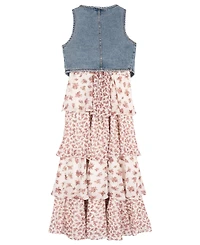 Rare Editions Girls' 7-16 Short-Sleeve Vest and Dress, 2-Piecee Set