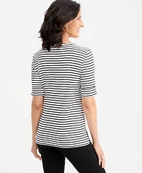 Style & Co Women's Pima Cotton Boat-Neck Elbow Sleeve Top, Macy's Exclusive