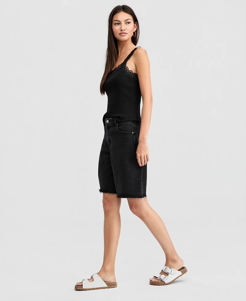 And Now This Women's High Rise Raw-Hem Denim Jorts, Macy's Exclusive
