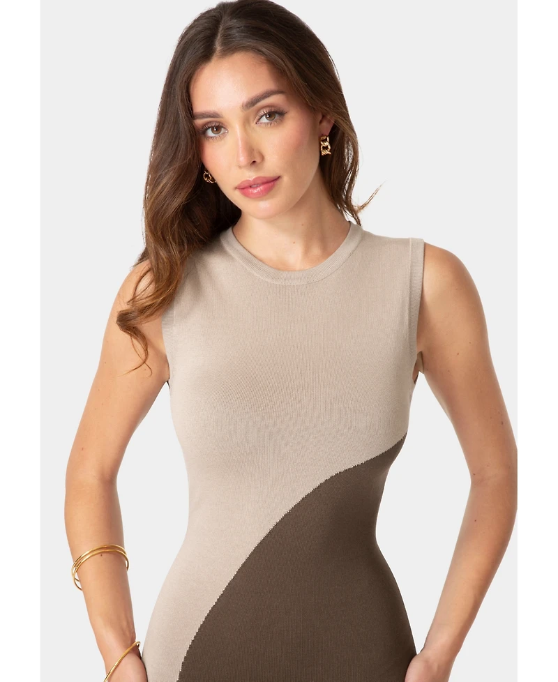 Bebe Women's Colorblock Sleeveless Maxi Dress