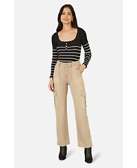Yumi Women's High Waist Utility Stretch Cargo Pants
