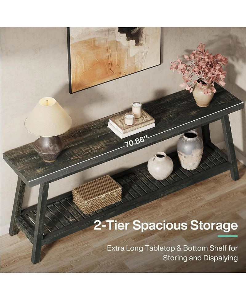 Tribesigns 70.86-Inch Console Table for Entyrway, Farmhouse 2-Tier Entry Entrance Table, Narrow Long Sofa