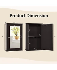sumyeg Bathroom Wall Cabinet with Single Mirror Door Storage Organizer