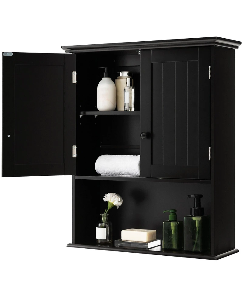 sumyeg 2-Door Wall Mount Bathroom Storage Cabinet with Open Shelf