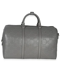 Pre-Owned Gucci Grey Embossed Calfskin Gg Tennis Medium Duffle Bag