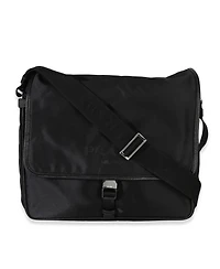 Pre-Owned Prada Black Nylon Saffiano Logo Buckle Messenger Bag
