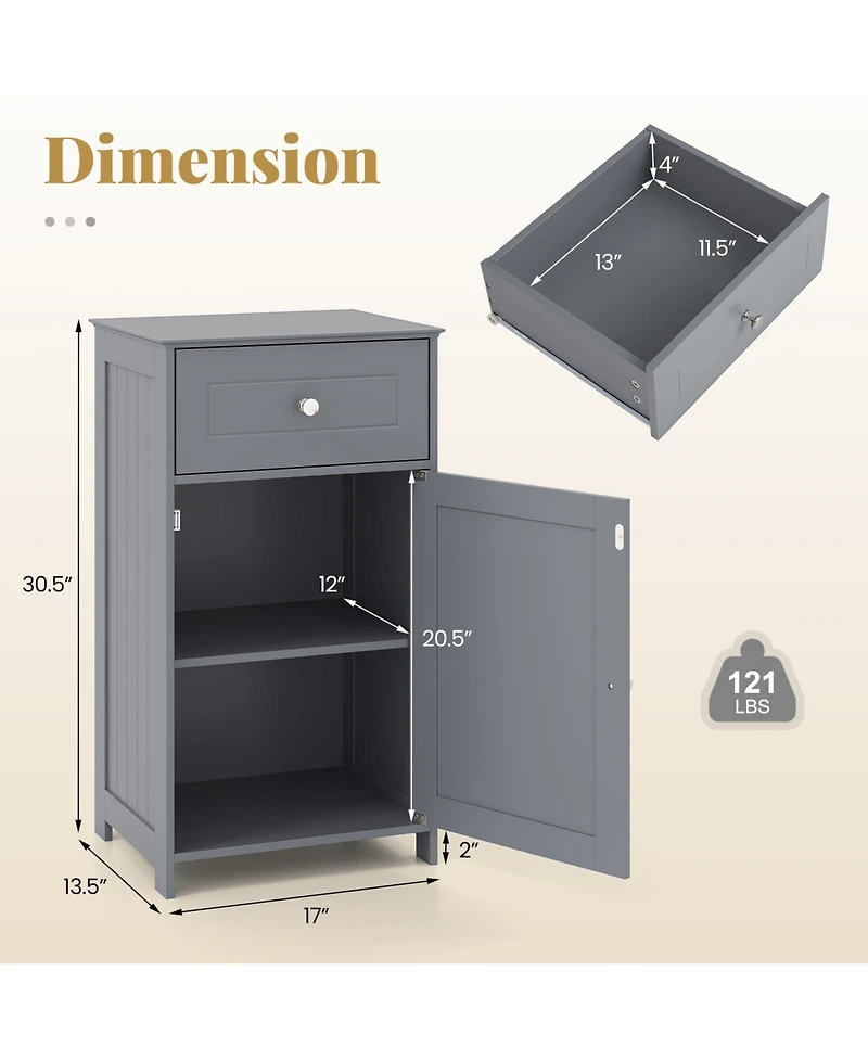 sumyeg Single Door Bathroom Storage Cabinet with Adjustable Shelf and Drawer