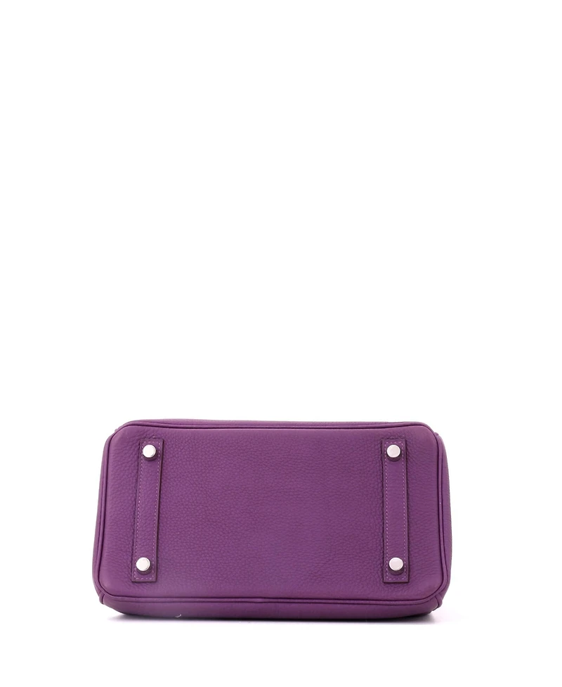 Pre-Owned HERMES Birkin 25 Handbag Purple Togo with Palladium Hardware