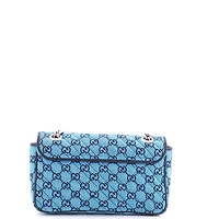 Pre-Owned Gucci Small Gg Marmont Flap Bag Diagonal Quilted Gg Canvas with Leather