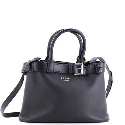 Pre-Owned Prada Medium Buckle Belted Tote Bag Leather