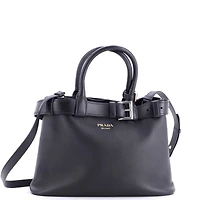 Pre-Owned Prada Medium Buckle Belted Tote Bag Leather