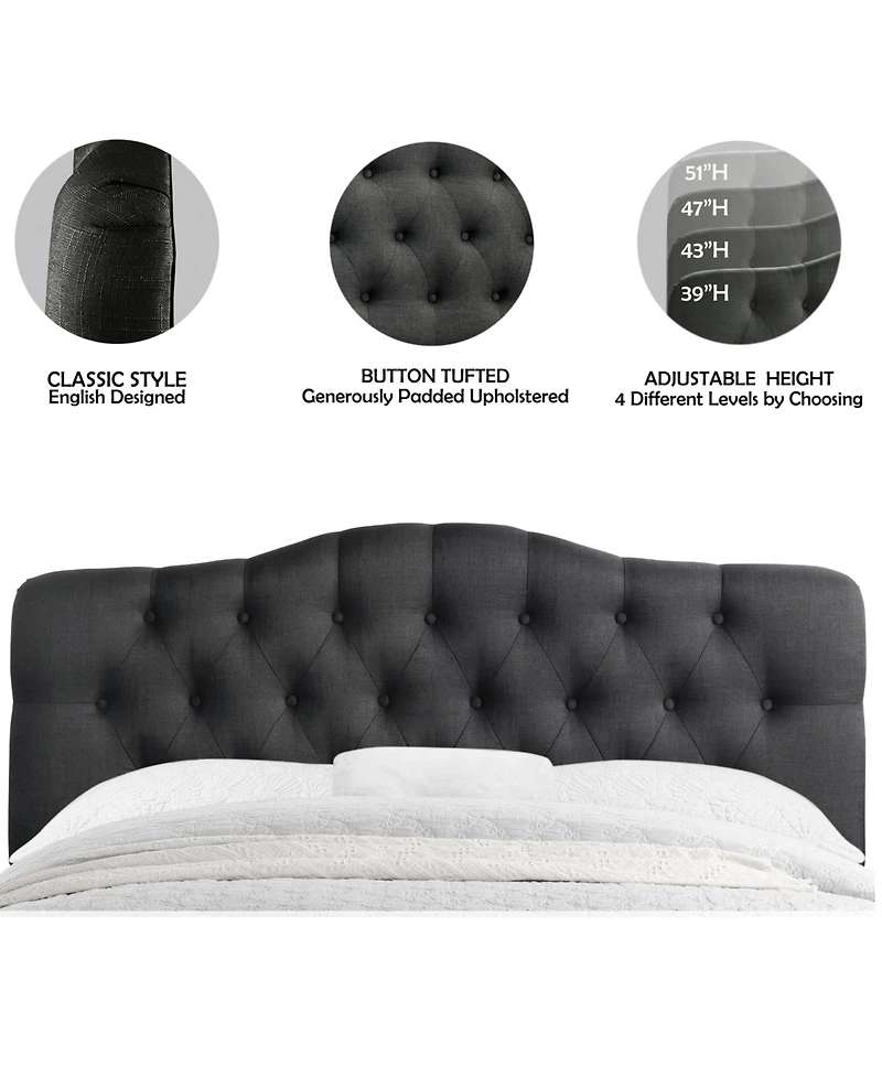 Boyel Living Low Profile Upholstered Bed Button Tufted Frame with Solid Wood Structure and Plush Padding