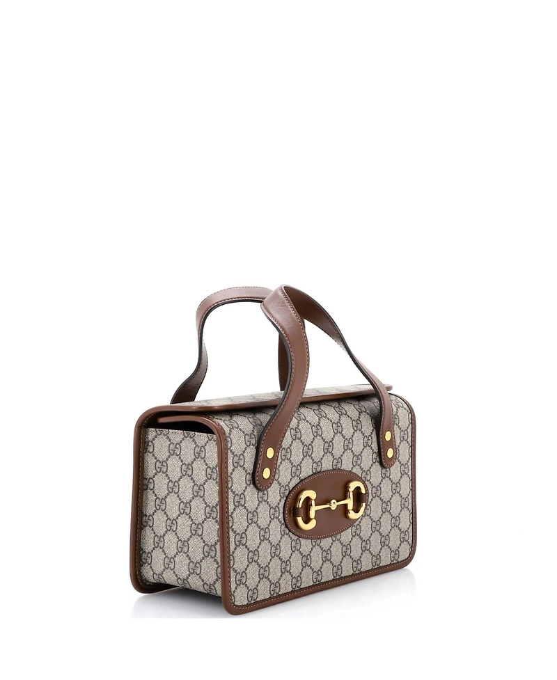 Pre-Owned Gucci Small Horsebit 1955 Boston Bag Gg Coated Canvas