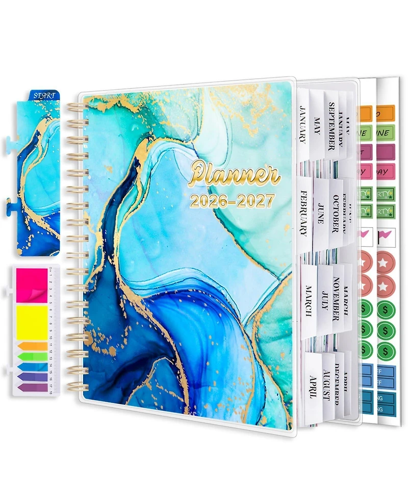 Gnuadz Academic Planner 18 Months Daily Weekly Monthly Agenda Feather Tabs Pocket Stickers 2026-2027
