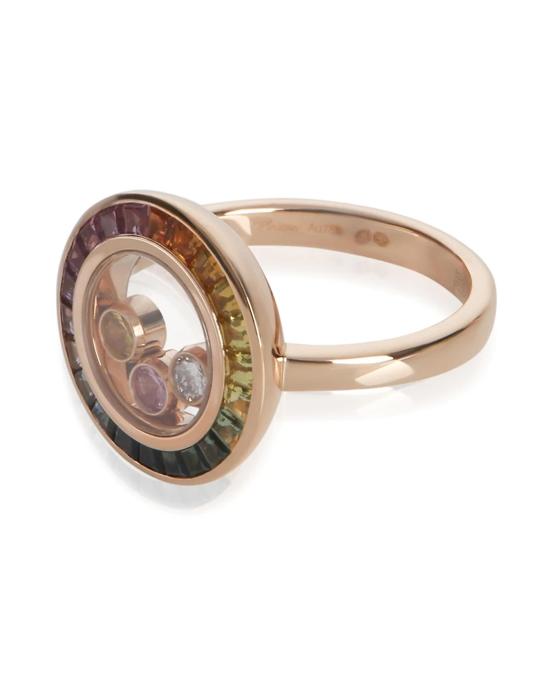 Pre-Owned Chopard Rose Gold Sapphire and Diamond Happy Diamond Ring
