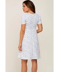 Pinkblush Maternity Navy Floral Smocked Short Sleeve Dress