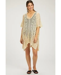 Pinkblush Maternity Cream Crochet Knit Swim Cover Up