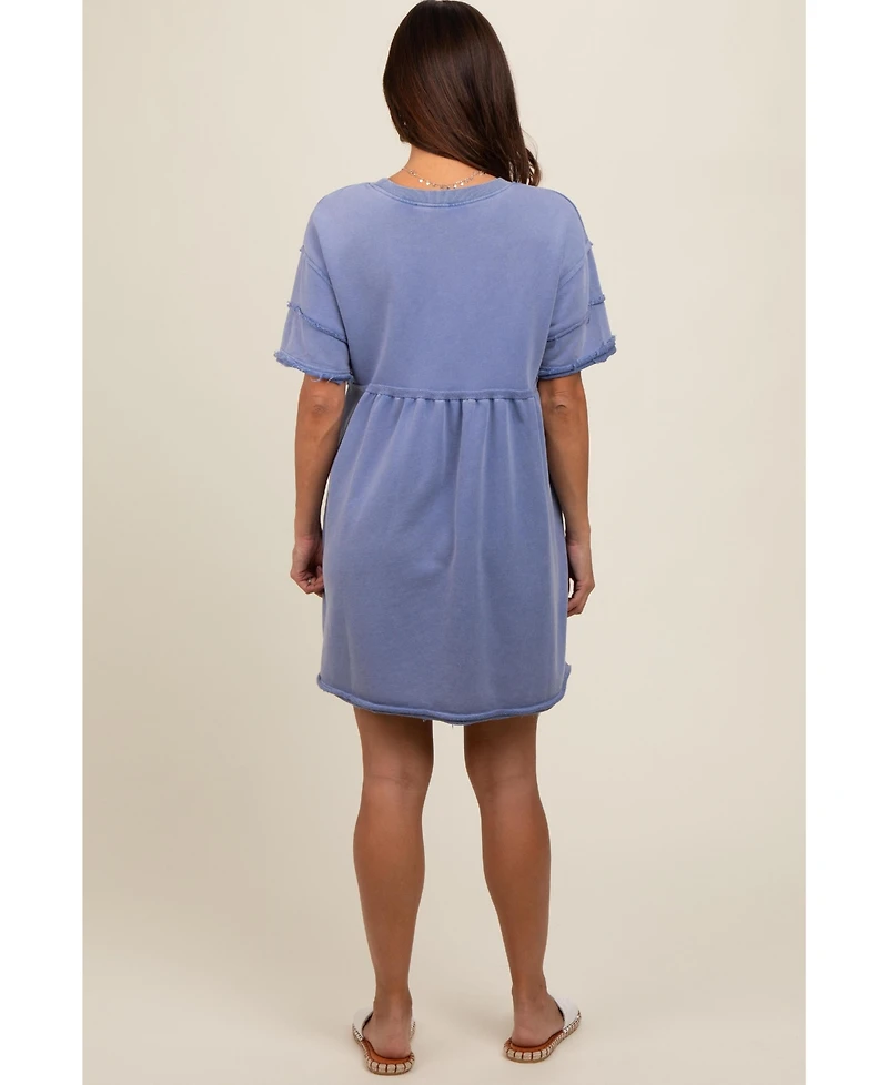Pinkblush Maternity Blue Raw Hem Short Sleeve Dress