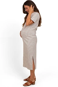 Pinkblush Maternity Striped Short Sleeve T-Shirt Midi Dress