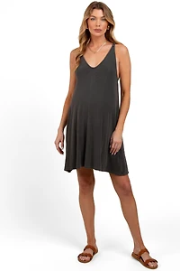 Pinkblush Maternity Charcoal Ribbed Sleeveless Front Seam Dress
