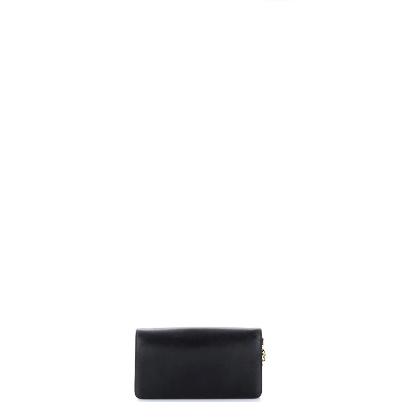 Pre-Owned Prada Mini Monochrome Wristlet Wallet on Chain Saffiano Leather