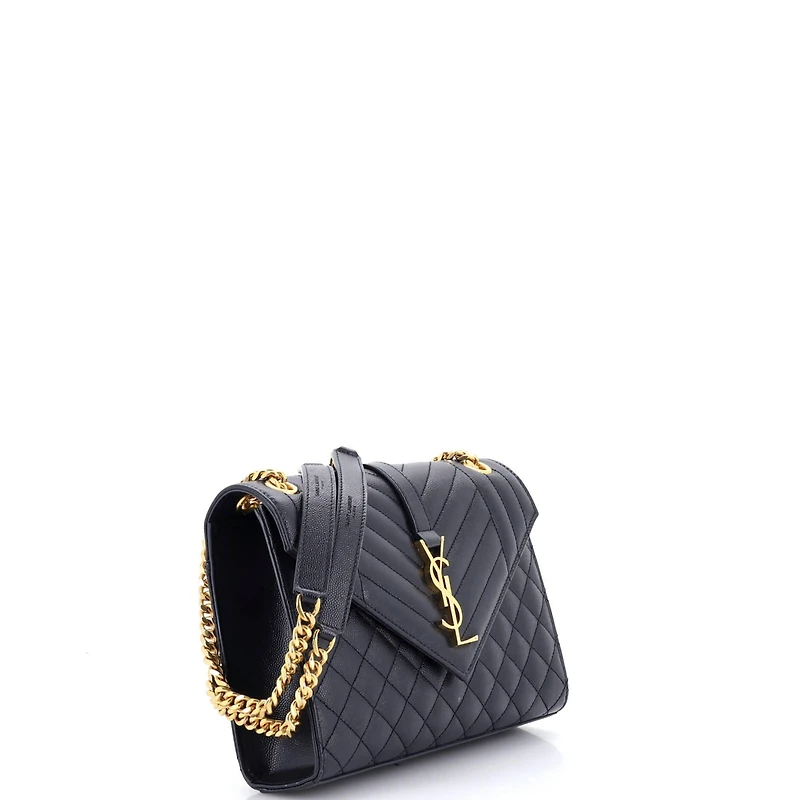 Pre-Owned Saint Laurent Medium Classic Monogram Envelope Satchel Mixed Matelasse Leather