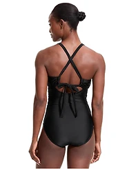 Lands' End Women's Essential Tie Back Ruched One Piece Swimsuit