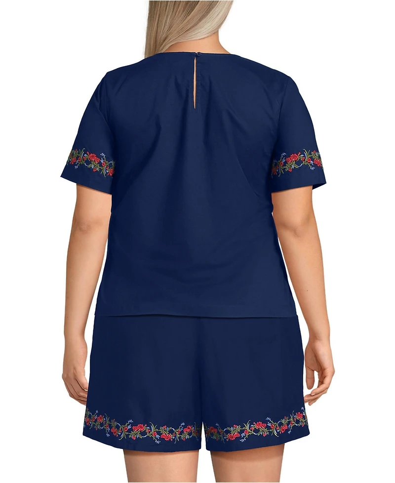 Lands' End Plus Poplin Eyelet Shirt