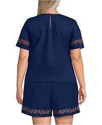 Lands' End Plus Poplin Eyelet Shirt