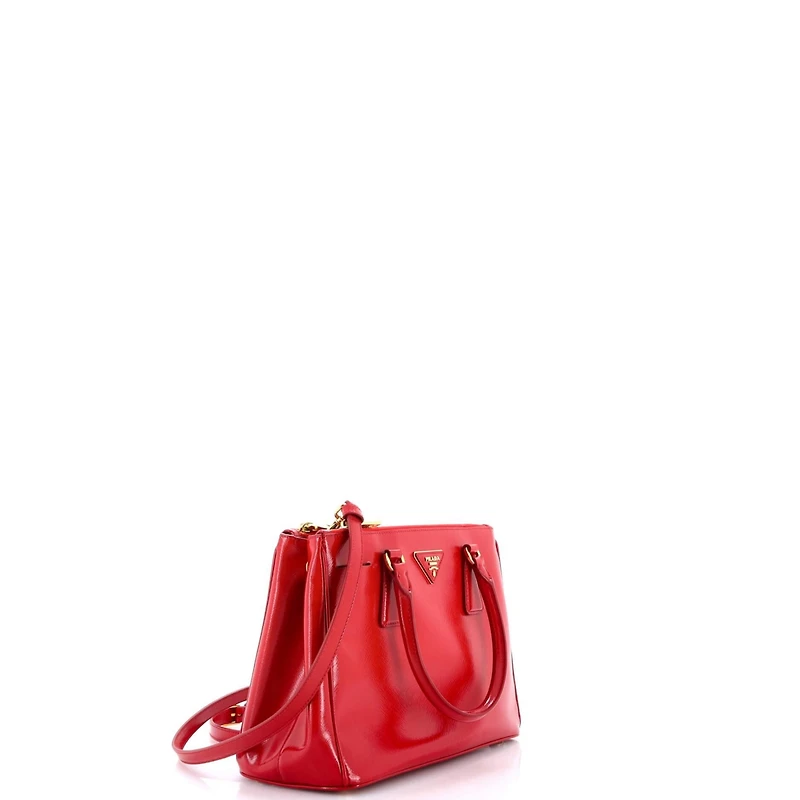 Pre-Owned Prada Mini Double Zip Lux Tote Vernice Saffiano Leather