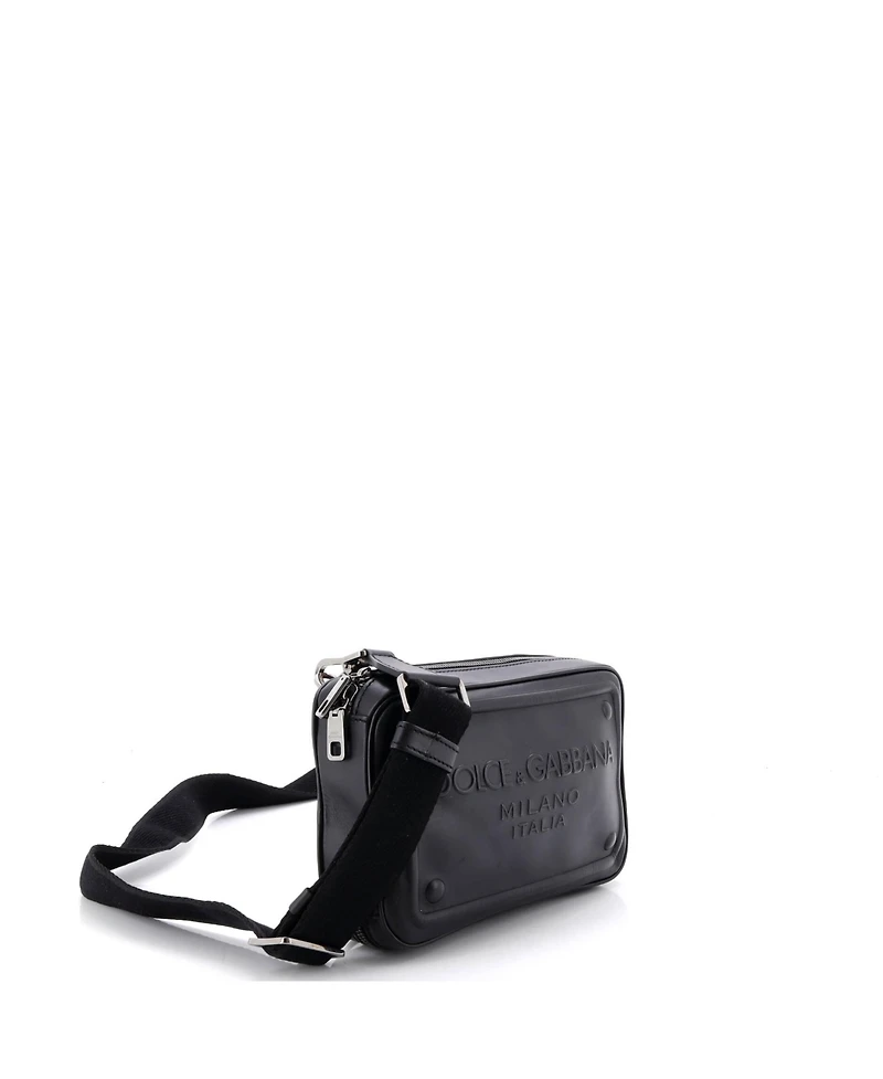 Pre-Owned Dolce & Gabbana Raised Logo Crossbody Bag Embossed Leather